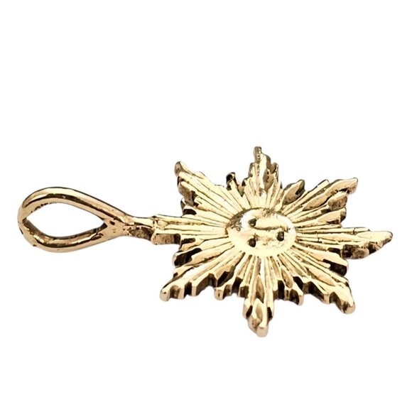 14K Yellow Gold Sun, Moon Face Pendant - Picture 5 of 10